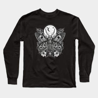 A Luna Butterfly, surrounded by a flower border and a moonphase - a gorgeous unisex witchy graphic Long Sleeve T-Shirt
